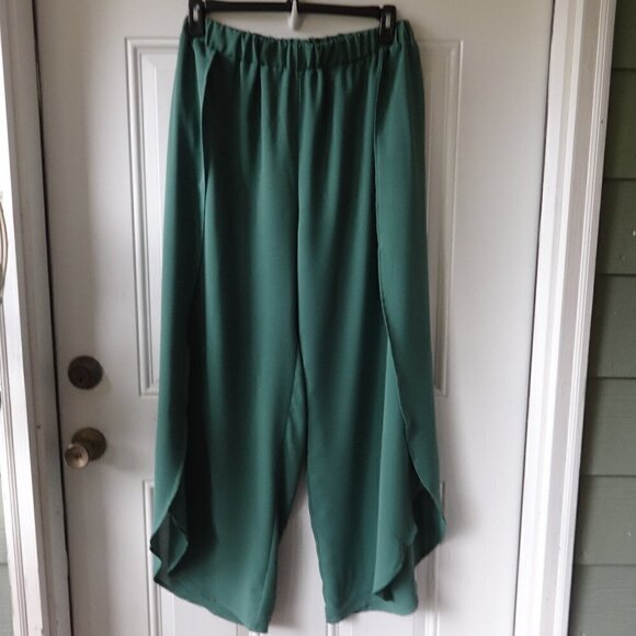 Wrap pants, 3XL no brand sea foam green unlined polyester elastic waist feminine - Picture 1 of 10